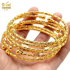 Luxurious African Jewelry: Gold-Toned Copper Bangle Bracelet for Women - Flexi Africa - Free Delivery - www.flexiafrica.com