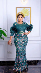 Luxurious Sequin Mermaid Gown: Plus Size African Women's Evening Dress for Wedding Parties - Flexi Africa - Flexi Africa offers Free Delivery Worldwide - Vibrant African traditional clothing showcasing bold prints and intricate designs