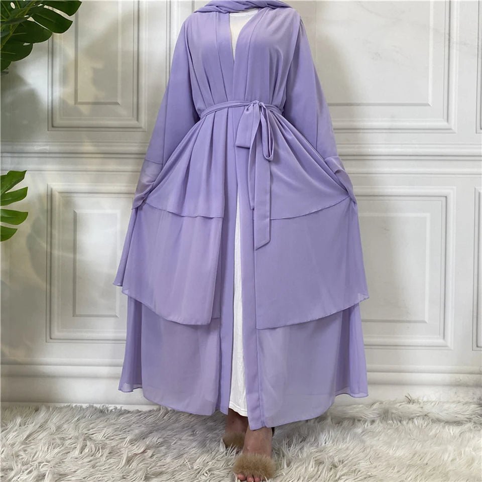 Luxury Chiffon Open Abaya Layered Kaftan for Women – Elegant Robe and Fashionable Caftan Dress - Free Delivery Worldwide only at Flexi Africa