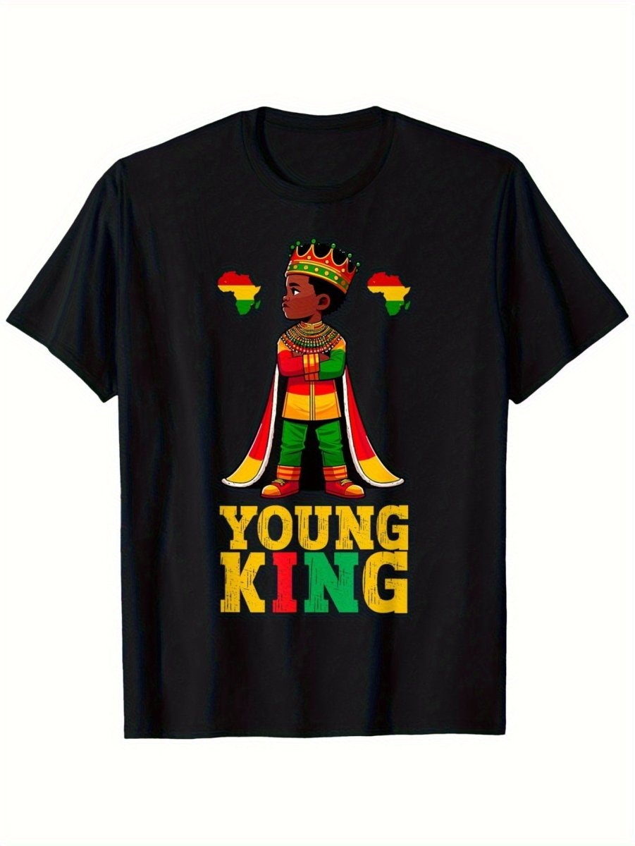 Men's Juneteenth "Young King 1865" T-Shirt – African Heritage Cotton Tee - Free Delivery Worldwide only at Flexi Africa