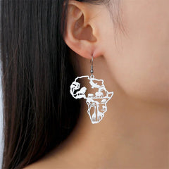 My Shape Africa Map Animal Earrings Women Lions Tree Stainless Steel African Jewelry - Free Delivery Worldwide only at Flexi Africa