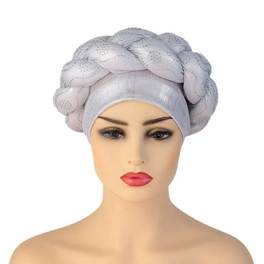 New Ready to Wear African Headtie Diamonds Glitter Women Turban Caps Bonnet Hats Female Autogeles - Free Delivery Worldwide only at Flexi Africa