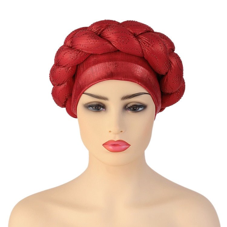 New Ready to Wear African Headtie Diamonds Glitter Women Turban Caps Bonnet Hats Female Autogeles - Flexi Africa - Shipping