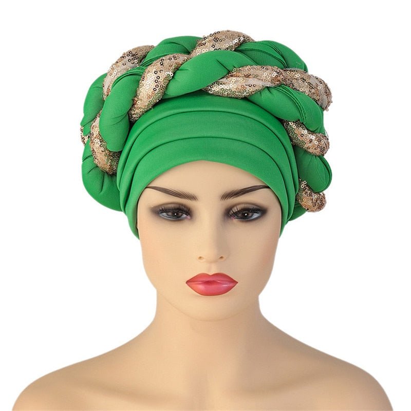 New Ready to Wear African Headtie Diamonds Glitter Women Turban Caps Bonnet Hats Female Autogeles - Flexi Africa - Shipping