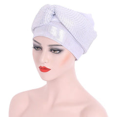 New Ready to Wear African Headtie Diamonds Glitter Women Turban Caps Bonnet Hats Female Autogeles - Flexi Africa - Shipping