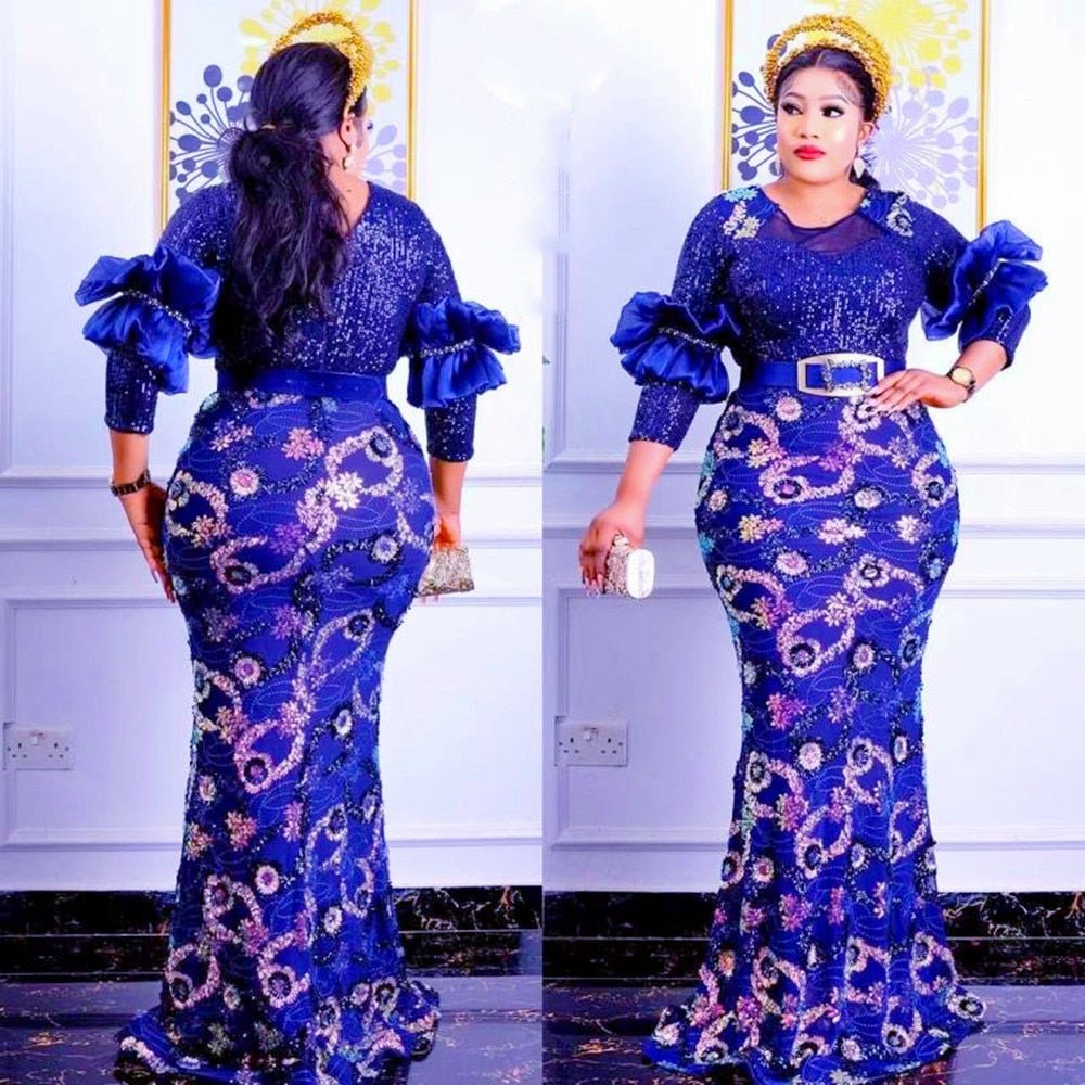 Plus Size African Party Long Dresses for Women New Dashiki Ankara Sequin Evening Gowns Outfits Robe Africa Clothing - Flexi Africa - Flexi Africa offers Free Delivery Worldwide - Vibrant African traditional clothing showcasing bold prints and intricate designs