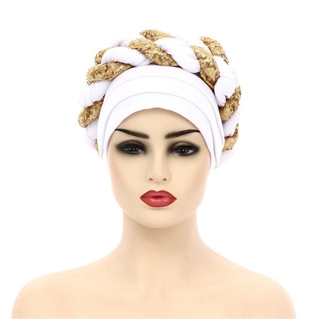 Polyester African Headtie Diamonds Glitter Women Turban Caps Muslim Hijab Bonnet Hats Female Autogeles - Flexi Africa - Flexi Africa offers Free Delivery Worldwide - Vibrant African traditional clothing showcasing bold prints and intricate designs