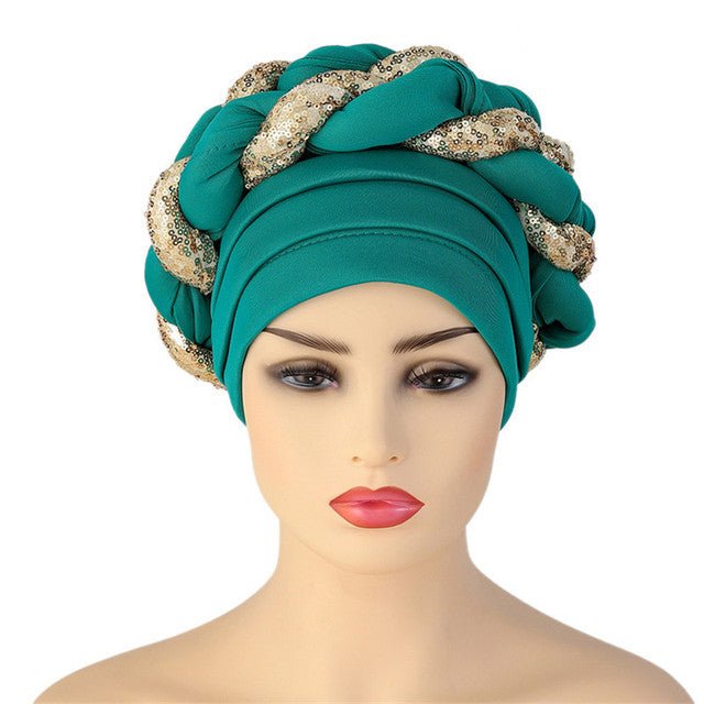 Polyester African Headtie Diamonds Glitter Women Turban Caps Muslim Hijab Bonnet Hats Female Autogeles - Flexi Africa - Flexi Africa offers Free Delivery Worldwide - Vibrant African traditional clothing showcasing bold prints and intricate designs