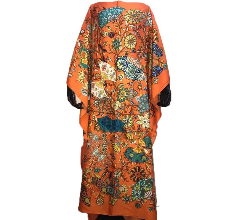 Popular Kuwait Printed мусульманская мода Silk Bohemian lady maxi dresses african dress women Plus size Summer Kaftan full dress - Free Delivery Worldwide only at Flexi Africa