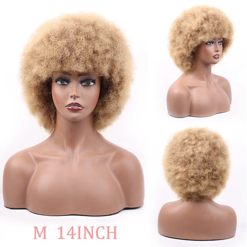 Short Afro Wigs Black Hair for Women Short Kinky Curly Wigs With Bangs - Free Delivery Worldwide only at Flexi Africa