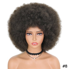 Short Fluffy Afro Kinky Curly Wig with Bangs: Synthetic Ombre Glueless Wig - Flexi Africa - Free Delivery www.flexiafrica.com