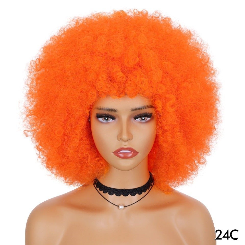 Short Fluffy Afro Kinky Curly Wig with Bangs: Synthetic Ombre Glueless Wig - Flexi Africa - Free Delivery www.flexiafrica.com