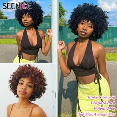 Short Hair Afro Kinky Curly Synthetic Wig With Bangs - Free Delivery Worldwide only at Flexi Africa