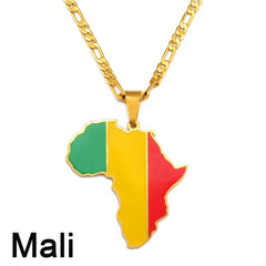 Showcase Your African Roots with Our Hip - hop Africa Map Pendant Necklace - Free Delivery Worldwide only at Flexi Africa