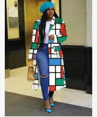 Spring and Autumn African Women's Long Sleeve Polyester Shirt Dress: Vibrant African Prints and Style - Flexi Africa