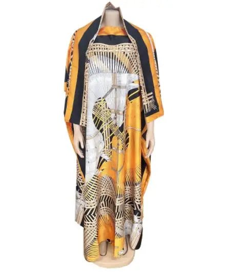 Stunning Spring/Summer Collection: Vibrant African Print Polyester Long Robes for Women - Flexi Africa - www.flexiafrica.com