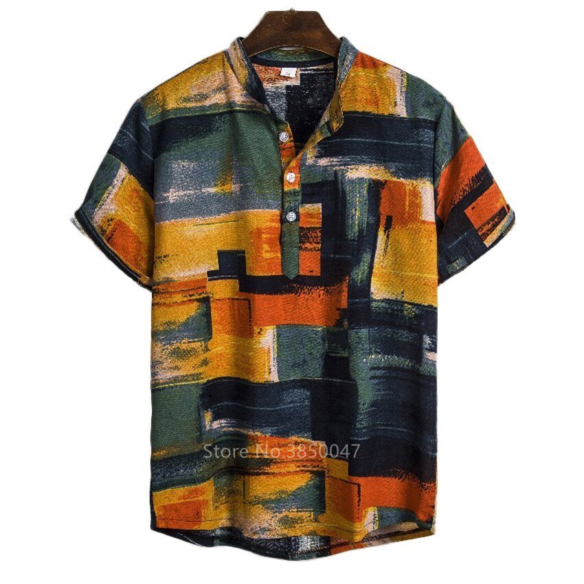 Stylish African Dashiki Print Dress Shirt for Men: Casual Streetwear with Ethnic Flair - Flexi Africa Free Delivery Worldwide