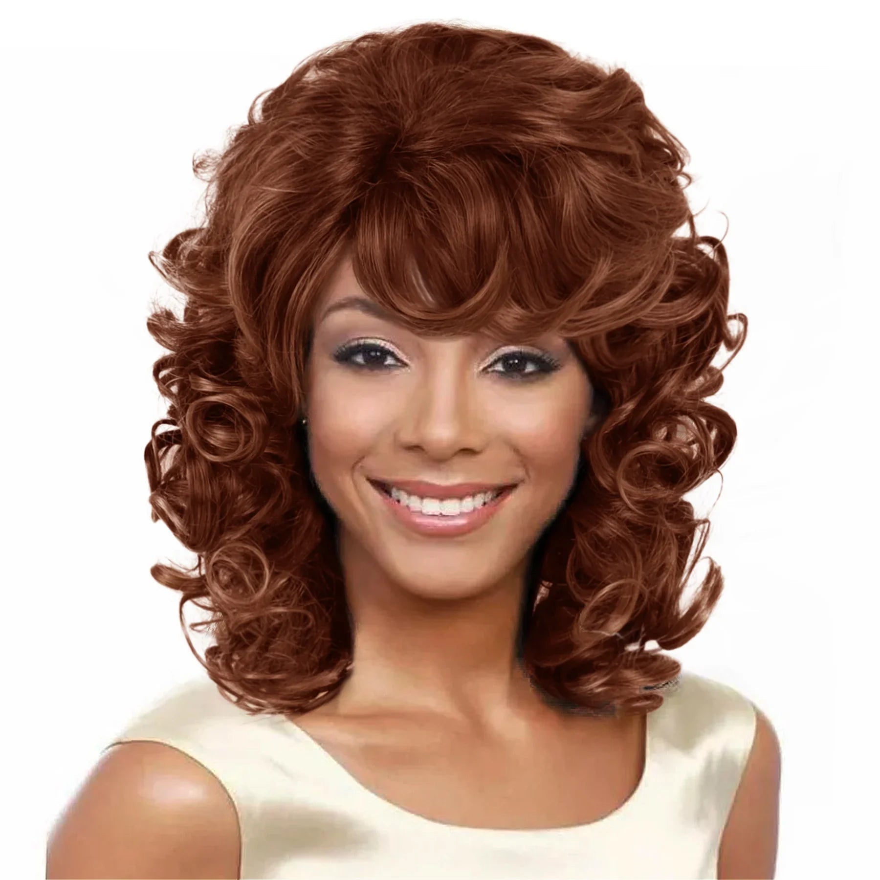 Synthetic Curly Wigs for Women Short Afro Wig Natural Female Mix Brown Hair African American Wig for Ladies Bob Curls