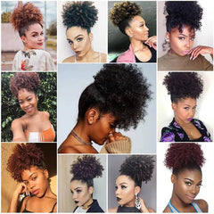 Synthetic Hair Buns For Women Afro Puff Curly Chignon Drawstring Ponytail Natural Black With Hair Extensions Hairpieces