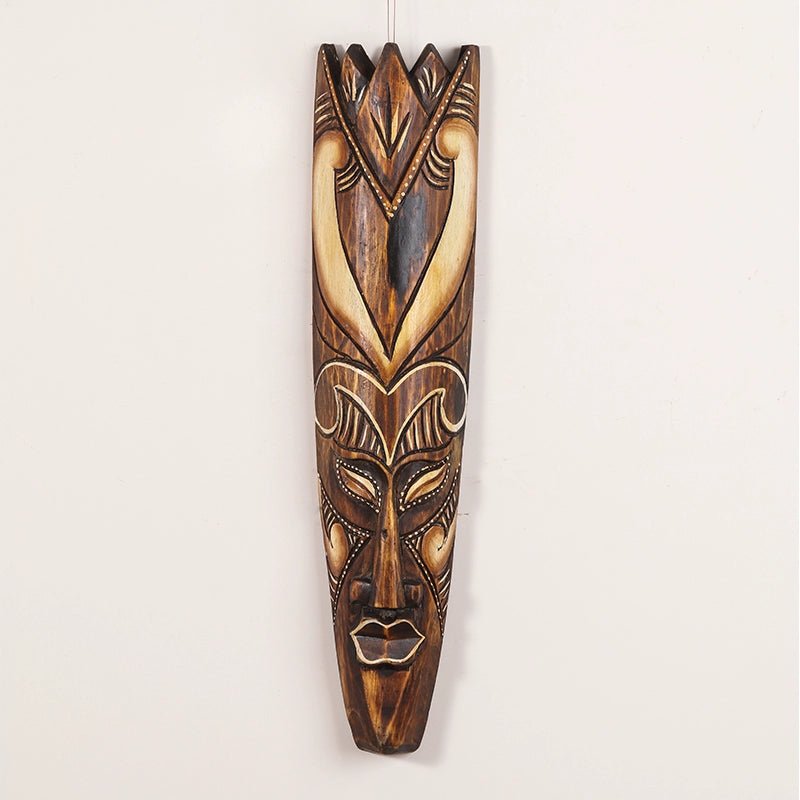 Creative Solid Wood Carved Mask: Decorative Pendant for Shop Background Walls and Crafts Features - Free Delivery Worldwide only at Flexi Africa