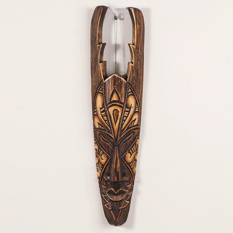 Creative Solid Wood Carved Mask: Decorative Pendant for Shop Background Walls and Crafts Features - Free Delivery Worldwide only at Flexi Africa