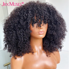 Thick & Curly: 200 Density Human Hair Wig with Bangs - Short Bob Afro Kinky Machine Made Wigs for Black Women - Flexi Africa