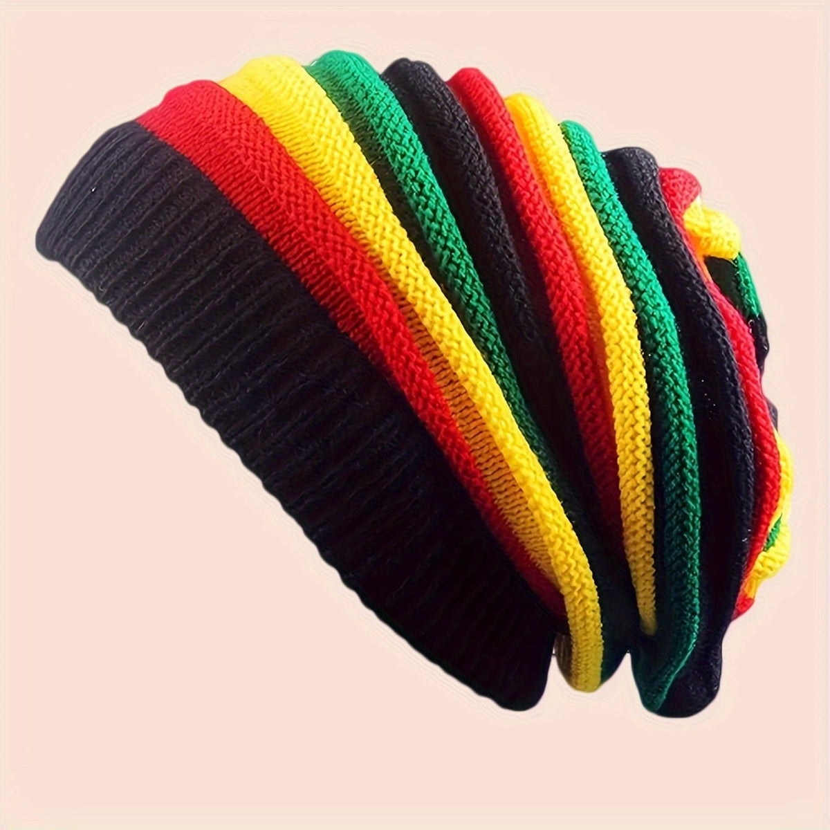 Trendy Striped Rasta Hats: Unisex Knitted Slouchy Beanie - Classic Color Block Coldproof Warm Skull Cap - Flexi Africa - Free Delivery Worldwide only at www.flexiafrica.com