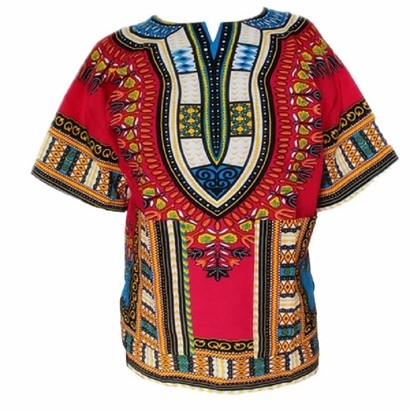 Unisex 100% Cotton Dashiki T-Shirts – Traditional African Print Fashion Design - Free Delivery Worldwide only at Flexi Africa