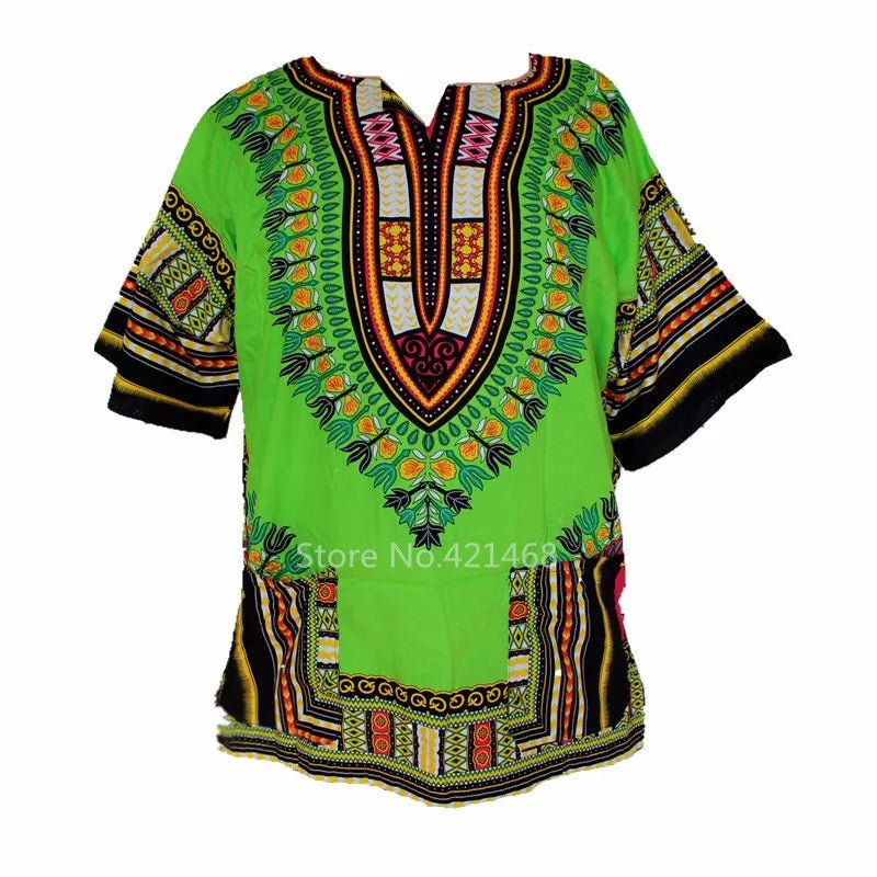 Unisex 100% Cotton Dashiki T-Shirts – Traditional African Print Fashion Design - Free Delivery Worldwide only at Flexi Africa