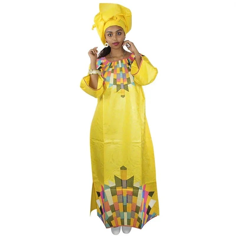 Women's African Dresses: Fashionable New Bazin Riche Embroidery Design - Free Delivery Worldwide only at Flexi Africa