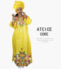 Women's African Dresses: Fashionable New Bazin Riche Embroidery Design - Free Delivery Worldwide only at Flexi Africa