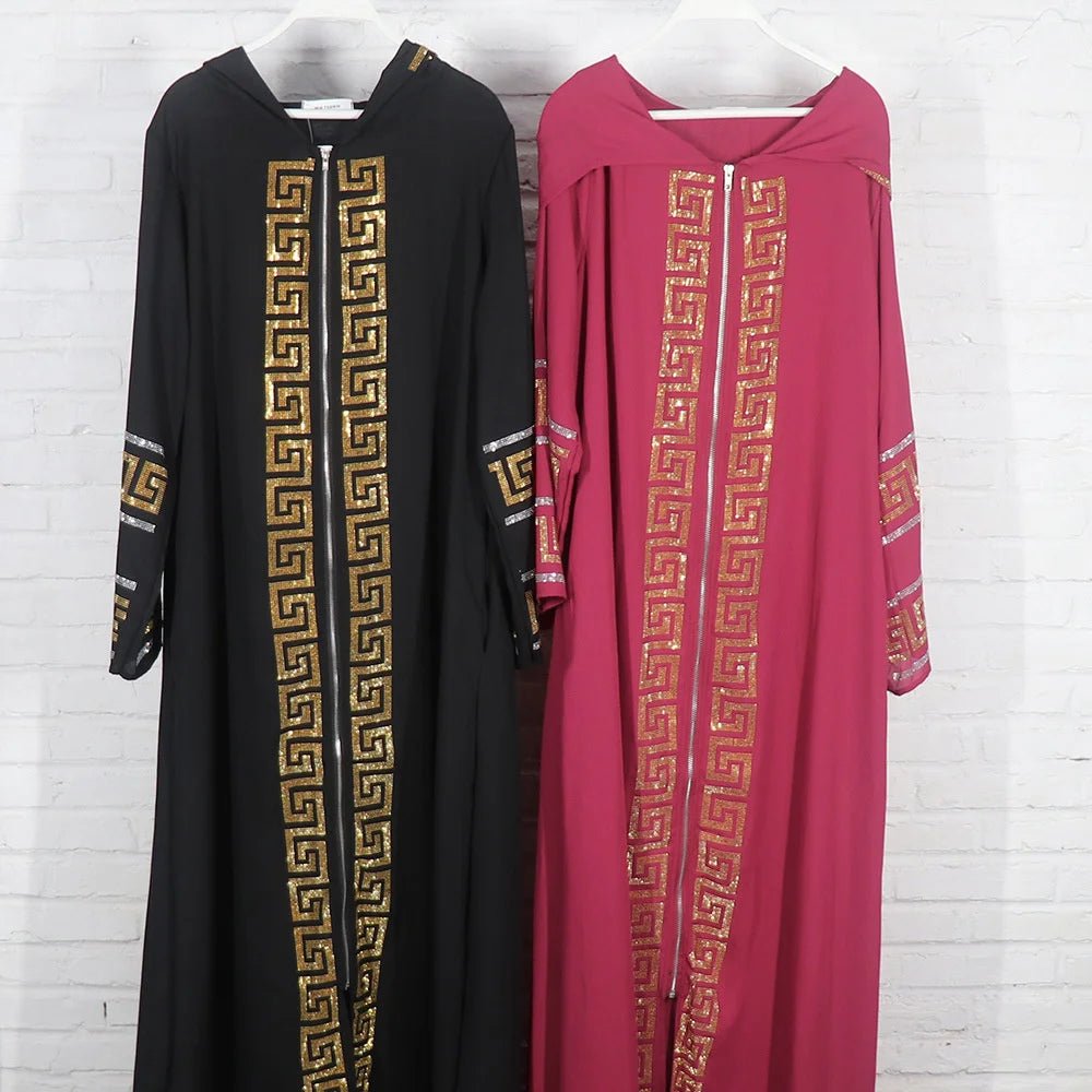 Women's Dress African Fashion Hooded Robe Islamic Abaya Muslim Style Drilled Decoration Quality Luxury - Free Delivery Worldwide only at Flexi Africa