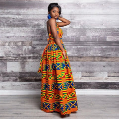 Women's Sexy Sleeveless Dress - Fashionable Backless National Print Party Dress - Flexi Africa - Free Delivery Worldwide