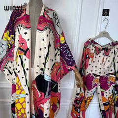 Women's Summer 2PC Set: Long Cardigan and Wide - Leg Pant Ensemble - Flexi Africa - Free Delivery Worldwide only at www.flexiafrica.com