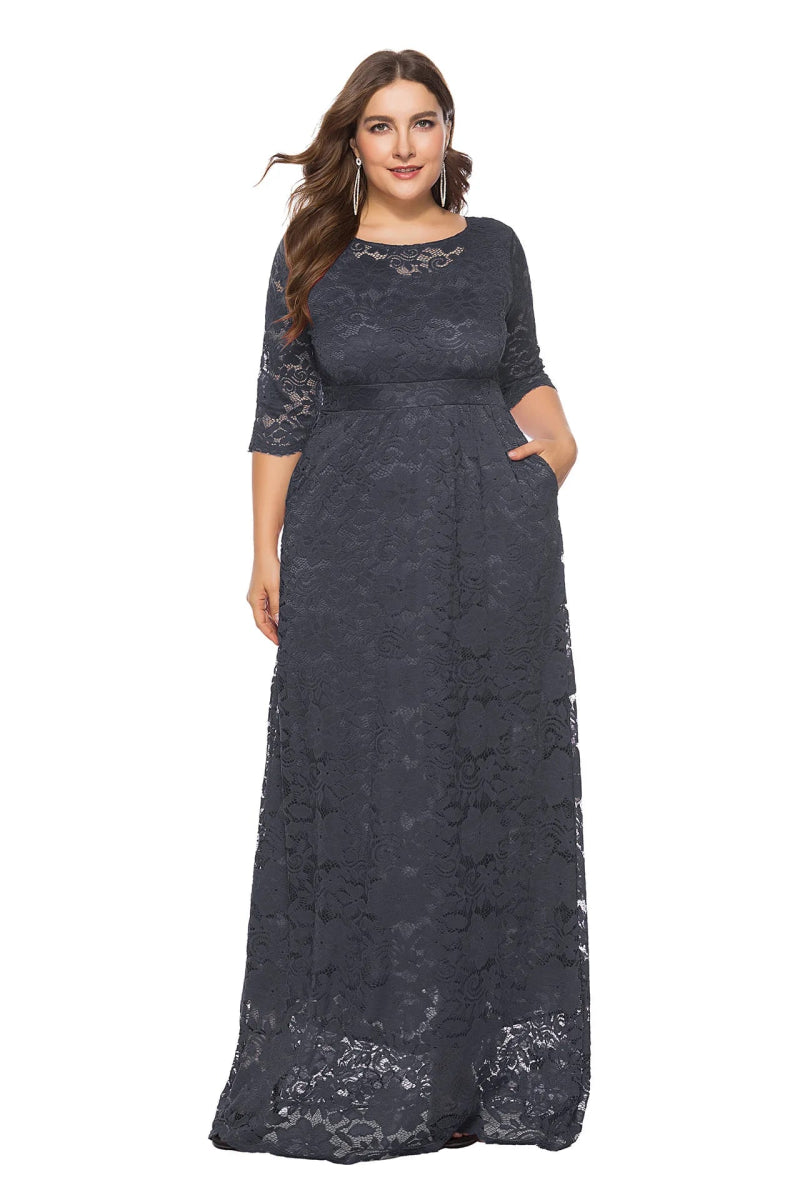 XL - 6XL Plus Size African Dresses for Women Elegant African O - neck Lace Wedding Party Evening Maxi Dress Dashiki Africa Clothing - Free Delivery Worldwide only at Flexi Africa